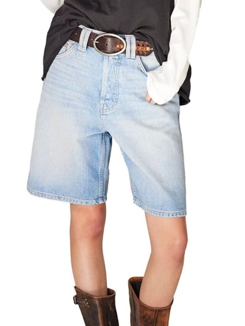 NWT We The Free Montana Shorts Jean Bermuda 27 Cowgirl Blues Cotton